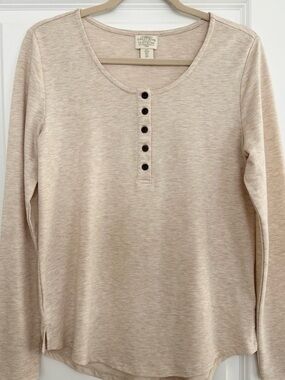 Super Soft Oatmeal/ Beige Long Sleeve Henley Top - Telluride Clothing Company